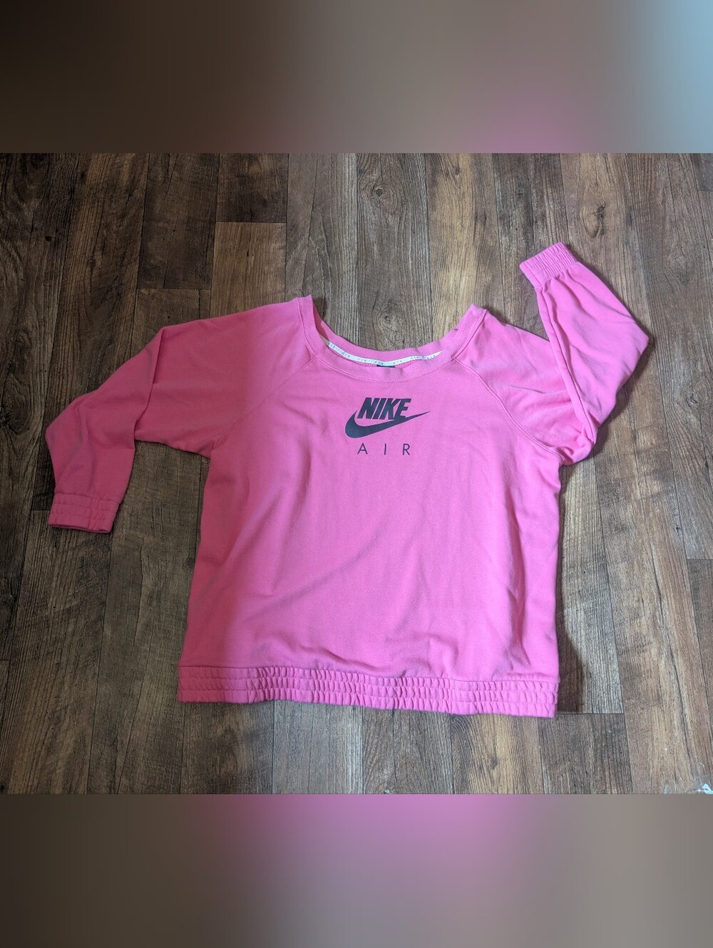 Nike Pink Off The Shoulder Sweatshirt Black Logo Women's Plus Size 3x Vintage